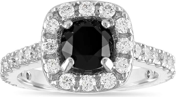 Etsy 2.00 Carat Black Diamond Halo Ring 14K White Gold Engagement Ring