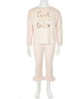 Thumbnail for your product : River Island Girls pink 'girls do It better' pyjama set