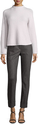 Armani Collezioni Flannel Cashmere-Blend Slim Cuffed Pants, Gray