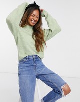 Thumbnail for your product : Monki Miriam high neck jumper in green