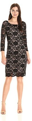 Tiana B Women's 3/4 Sleeve Floral Scaloped Lace Shift