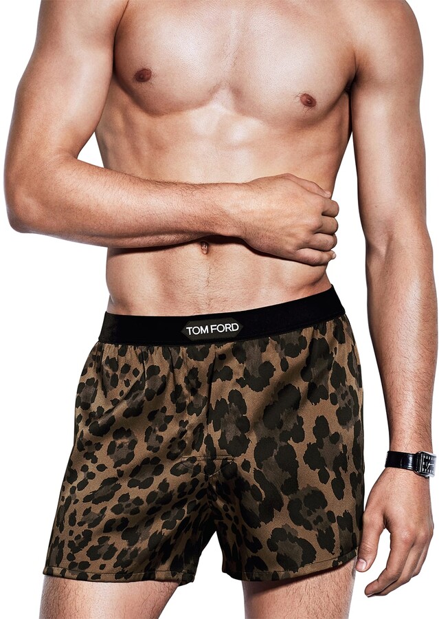 Tom Ford Men's Logo-Band Leopard Silk Boxers - ShopStyle