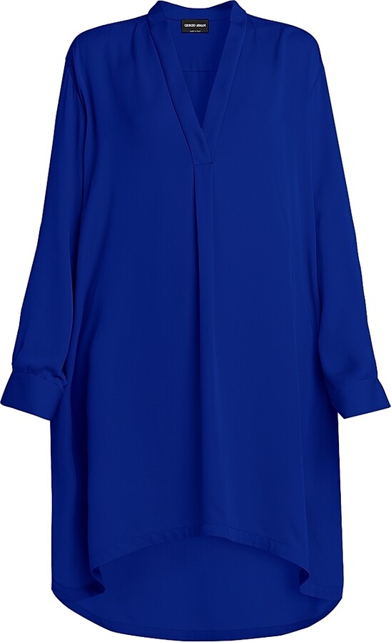 Women's Silk Georgette Tunic Blouse - Surf The Web - Size 8