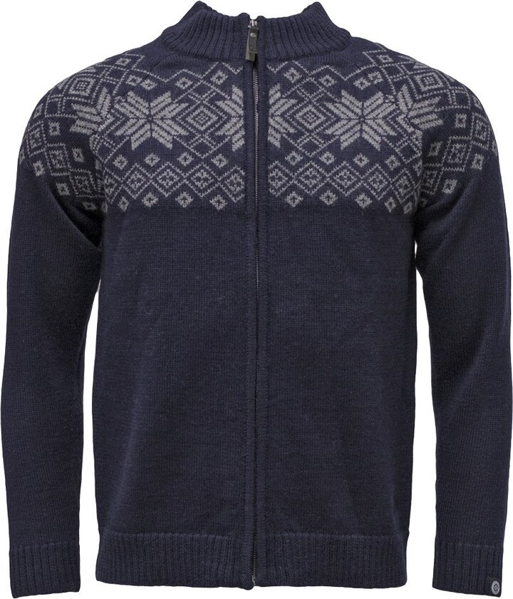 ICEWEAR Dagur Wool Men Sweater | 100% Icelandic Wool High Collar Norway |  Long Sleeve Breathable Knit Design Warm Jumper | Full Zipper | Navy - Small  - ShopStyle