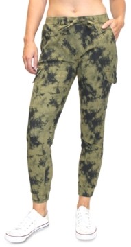 Almost Famous Crave Fame Juniors' Tie-Dyed Cargo Jogger Pants