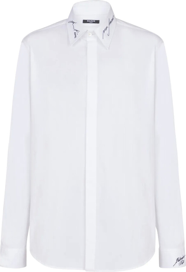 Balmain Embroidered-Collar Shirt
