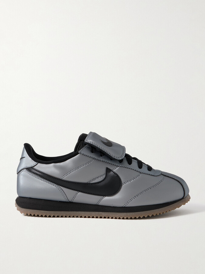Nike Cortez Se Metallic Faux Leather Sneakers - Silver