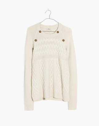 Madewell Button-Detail Cableknit Pullover Sweater