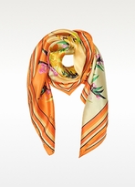 Thumbnail for your product : Laura Biagiotti Floral Print Twill Silk Square Scarf