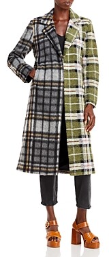 aqua button down plaid coat