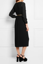 Thumbnail for your product : Saint Laurent Pleated Crepe Midi Dress - Black