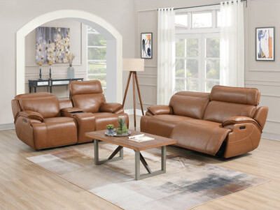 Hokku Designs Manhattan 2 Pieces Livingroom Set Faux Leather Dual Power Recliner Loveseat with Power Adjustable Headrest