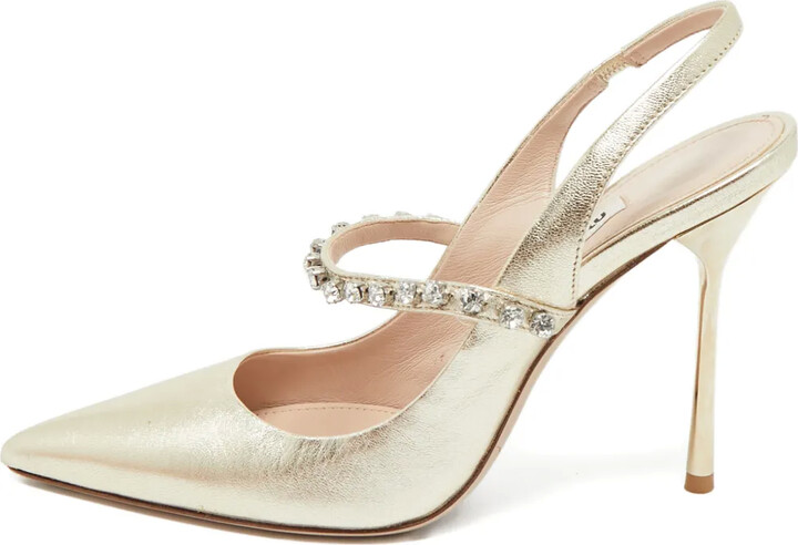 Miu Miu Pre-Owned shimmering crystal Mary-Jane heeled pumps
