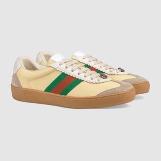 Gucci G74 leather sneaker with Web