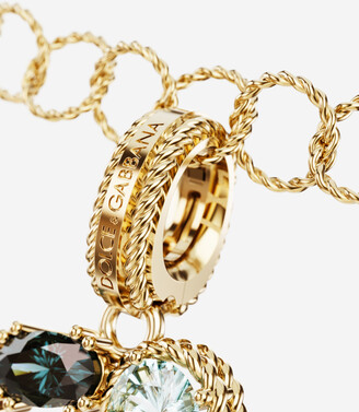 Dolce & Gabbana Rainbow alphabet G 18 kt yellow gold charm with multicolor fine gems