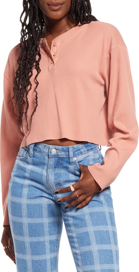 BP Cotton Blend Thermal Henley ShopStyle Tops