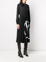 Thumbnail for your product : Valentino VLOGO pleated long-sleeved dress