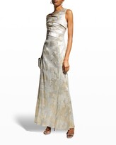 Thumbnail for your product : Aidan Mattox Metallic Jacquard One-Shoulder Gown
