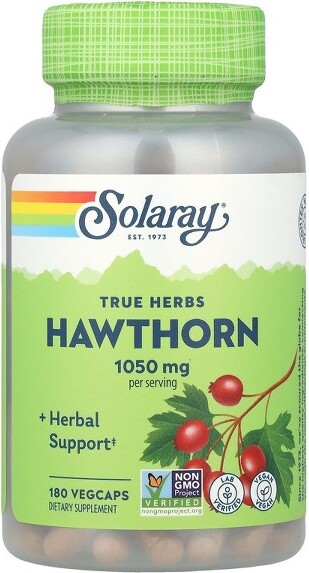 Solaray SolarayTrueHerbs,Hawthorn,180VegCaps(525mgperCapsule)
