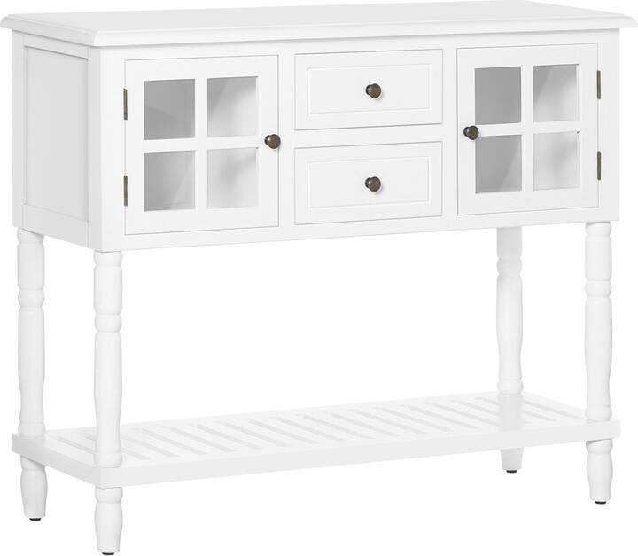 Vintage Console Table with 2 Drawers and Retro Sofa