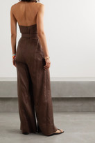 Thumbnail for your product : Nicholas Marie Belted Linen Halterneck Jumpsuit - Chocolate