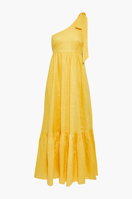 Zimmermann Juliette one-shoulder bow-detailed linen maxi