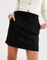 Thumbnail for your product : Vero Moda Tall belted mini skirt in black faux suede