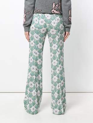 Prada floral print flared trousers