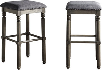 Ophelia & Co. Wood Upholstered Bar Stools In Grey Of 2 - Dining Room Seating Washed Gray Wood 16\
