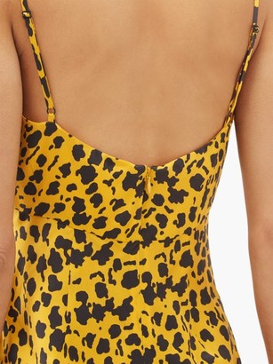 Saloni Mimi B Leopard-print Fluted-hem Silk Slip Dress - Leopard