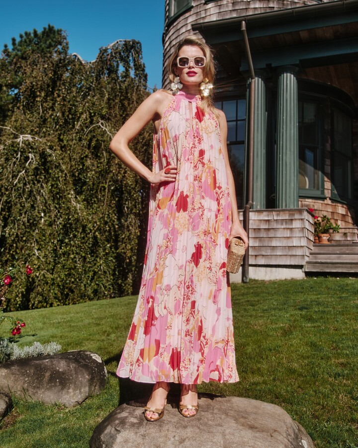 Frances Valentine Slim Pleated Maxi Dress - Wild Tulip