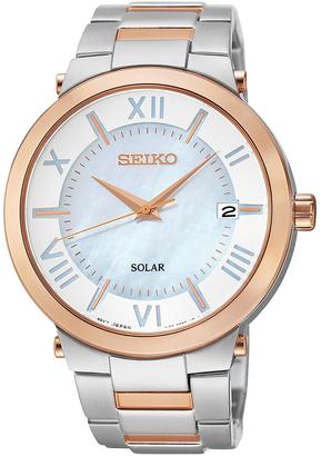 Seiko Solar Stainless Steel and Rose Gold Two Tone Bracelet Ladies Watch