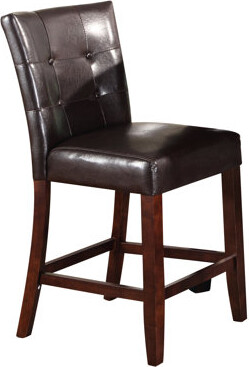 Red Barrel Studio 2 Counter Height Chairs Sophisticated Style With Pu & Walnut Finish  Comfortable Seat Structure Chair (2Pcs). Modern Walnut. Button- Back Design.