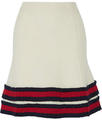 Gucci Pleated Ribbed Wool Mini Skirt - Ivory