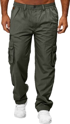 HUIOP Men Cargo Pants Big and Tall Men All Season Fit Pant Casual All Solid  Color Pocket Trouser Fashion Overalls Beach Straight Leg Fitness Sports  Pockets Pant 13 House Army Green - ShopStyle
