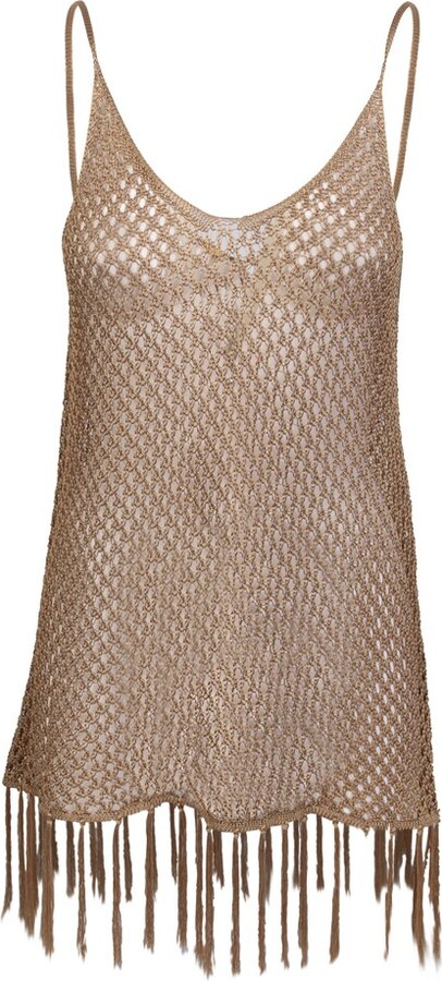 Dodo Bar Or Woven Detailed Fringed Top