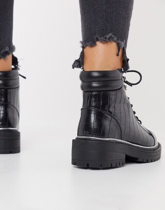 Schuh Abigail lace-up ankle boot in black croc
