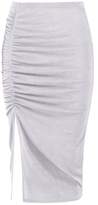 Thumbnail for your product : boohoo Rouched Split Front Slinky Midi Skirt