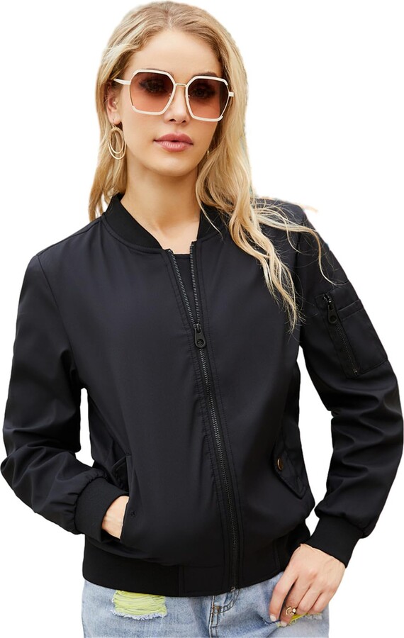 SotRong Lightweight Bomber Jacket Women Zip Up Military Jacket Multi