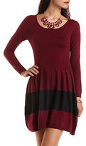 Thumbnail for your product : Charlotte Russe Striped Sweater Knit Skater Dress