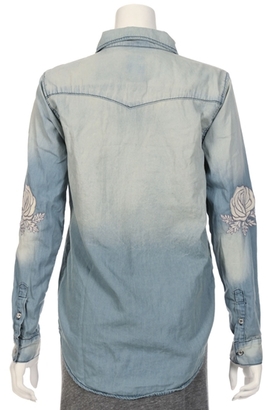 NSF BLISS AND MISCHIEF X Leslie Chambray Rose Elbow Shirt