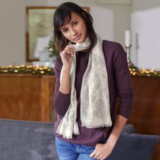 The White Company Wool Lace Detail Scarf, Charcoal, One Size