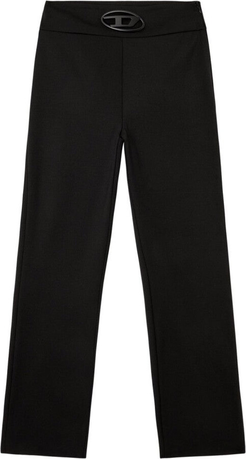 Diesel High-Waisted Wide-Leg Trousers With Signature Logo Detail