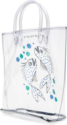 10 Corso Como Large Fish-Print Transparent Tote Bag - White
