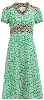 Thumbnail for your product : HVN Morgan Contrast-panel Floral-print Silk Dress - Black Multi