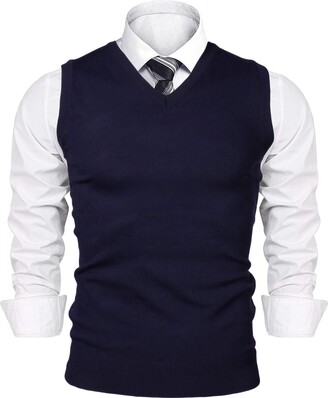 iClosam Mens V-Neck Sleeveless Vest Classic Business Sweater Gilet Knitwear Tank Top