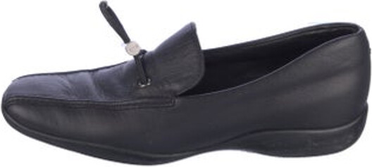 Prada Linea Rossa Leather Loafers Black Square-Toes Unfortunately due to restrictions this item may not be eligible for shipping in all areas.