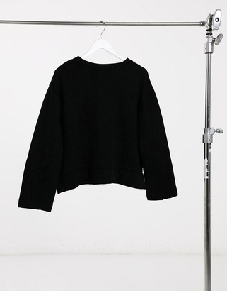 Weekday Donnie organic cotton side split sweatshirt in black