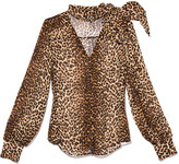 Thumbnail for your product : Paige Cleobelle Leopard-Print Tie-Neck Blouse
