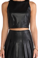 Thumbnail for your product : Alice + Olivia Lorita Leather Cropped Top